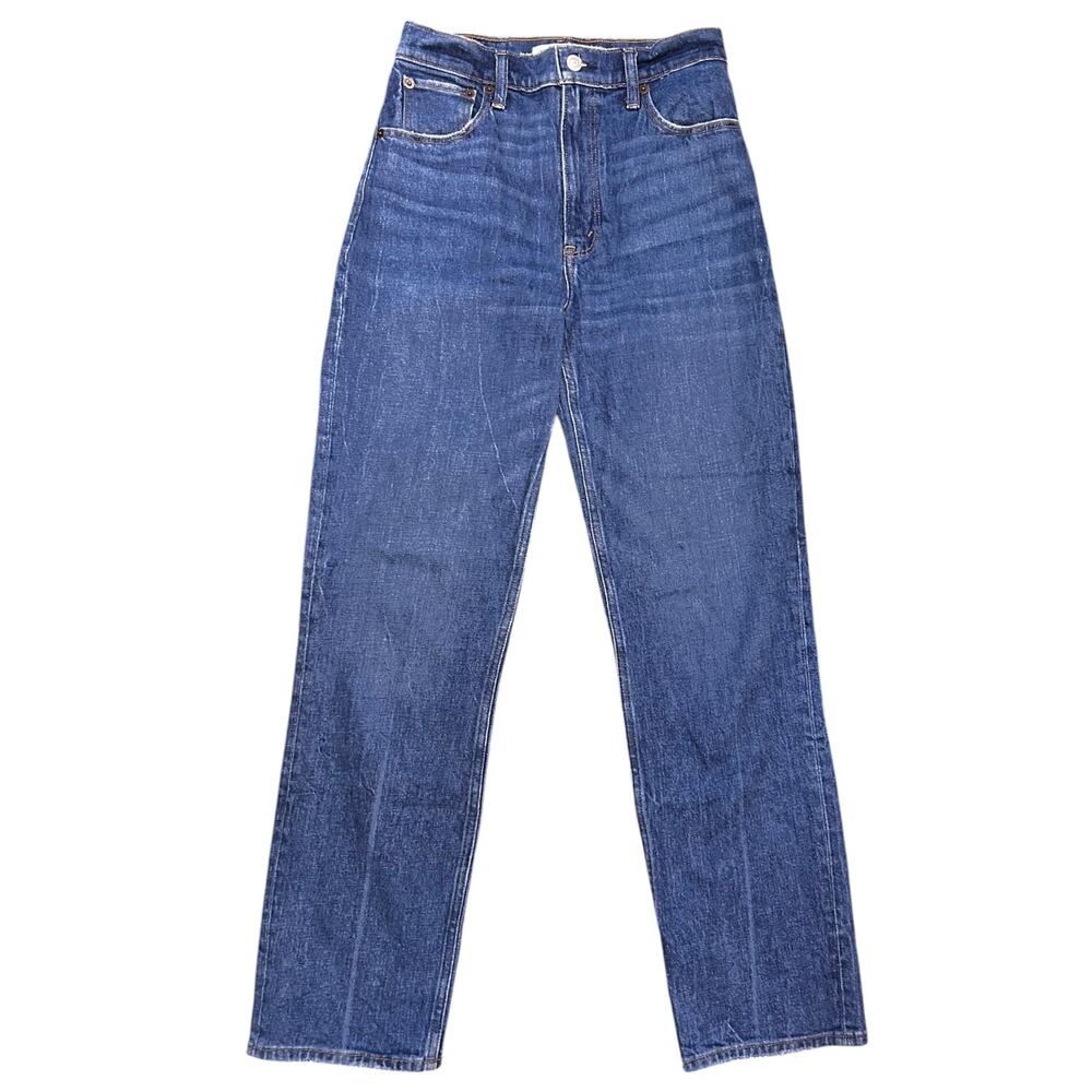 Abercrombie 90's Straight Ultra High Rise Jeans Dark Wash Denim size 26 2 XS